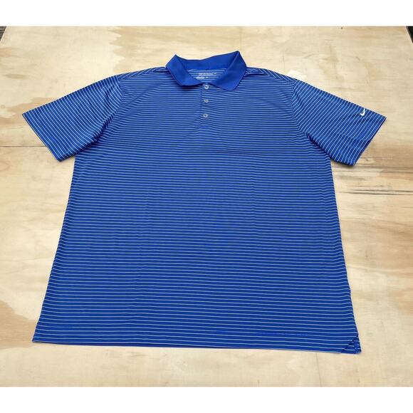 Nike Golf Tour Performance‎ Dri-Fit Polo Shirt Men's Striped Blue White Sz. XL - Picture 1 of 5